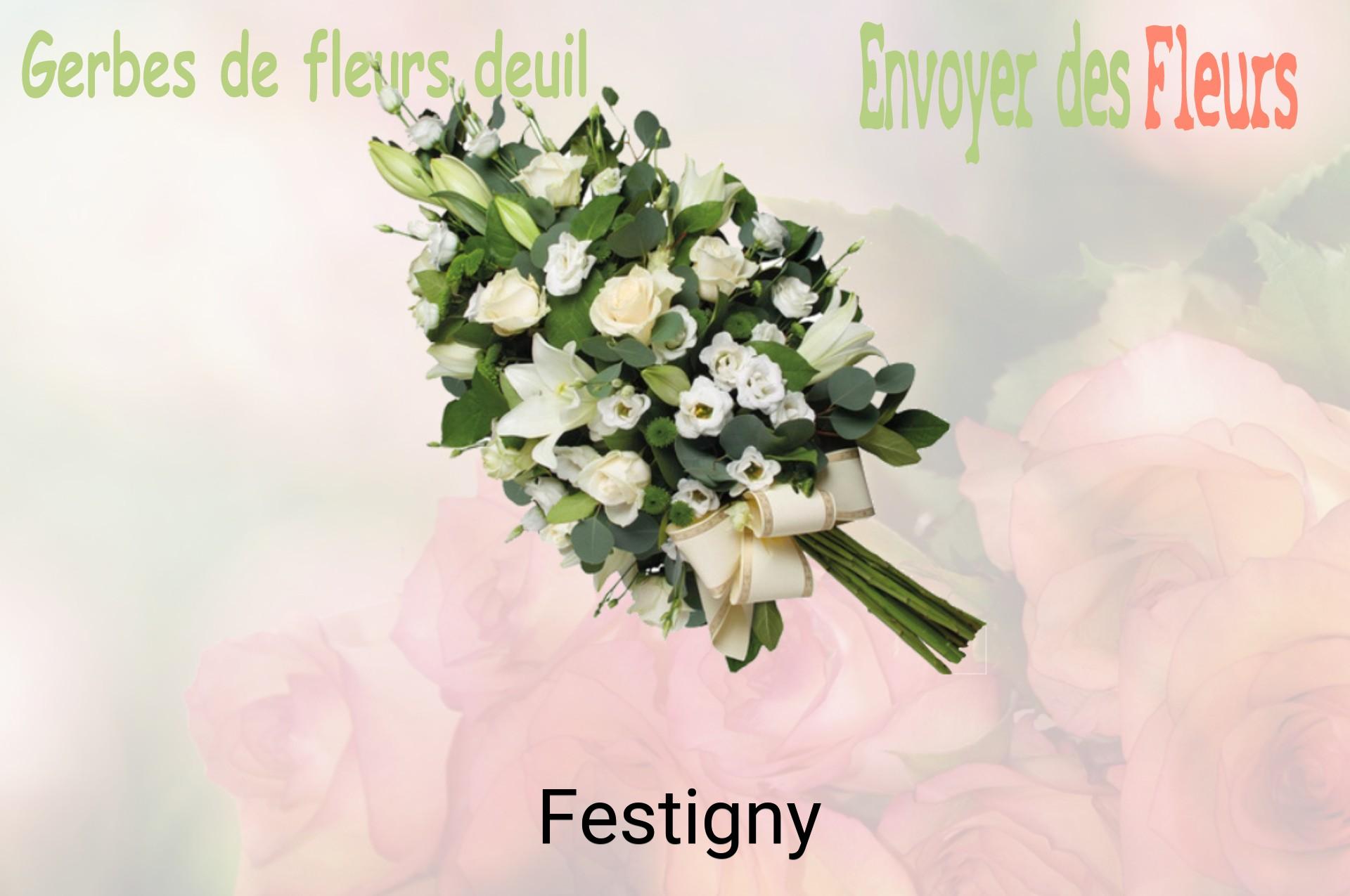 Gerbe de fleurs de deuil livrée à Festigny